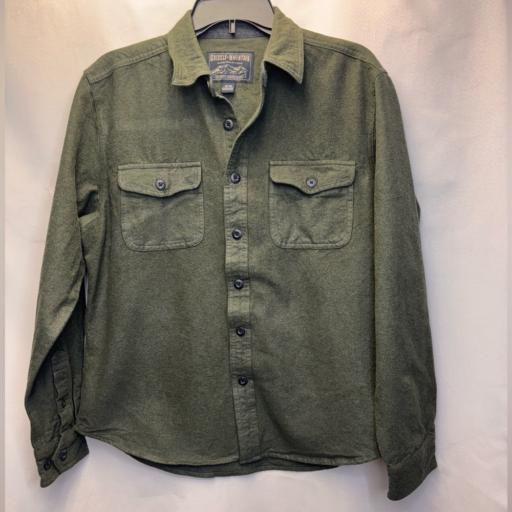 Grizzly Mountain Long Sleeve Flannel Chamois Cotton Button Down Shirt Medium
